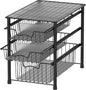 Simple Houseware 3-Tier Stackable Sliding Basket Storage Organizer Drawer for Bathroom and Kitchen, Black