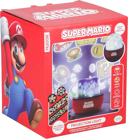 Paladone Super Mario Projection Light - Officially Licensed Nintendo Projector Lamp with Interchangeable Scenes and Mood Lighting, 3 Light Modes, Gaming Room Decor
