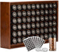 AllSpice Spice Rack Organizer, Wood, 525 Unique Labels, Countertop or Wall Mount, Includes 60 4oz Jars- Walnut Stain