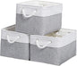 15x11x9.5 Inch Storage Baskets for Shelves,3 Pack Storage Bins，Foldable Organizer Boxes, Decorative Storage Basket for Organizing Clothes, Toys, Books, Foldable Cloth Baskets (White&Gray)
