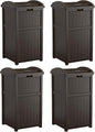 Suncast Trash Hideaway Outdoor Patio 33 Gal Garbage Waste Trash Can Bin (4 Pack)