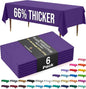 Exquisite 66% Thicker Premium Plastic Table Cloth Rectangle Table Cover 0.5 Mil 6 Pack Purple Table Cloth 54 Inch x 108 Inch Disposable Tablecloth Won't Tear Easily Like Cheap Thin Brands