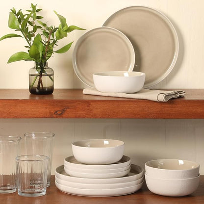 Gibson Elite Tahoe Sunset 12-Piece Reactive Stoneware Dinnerware Set – Matte