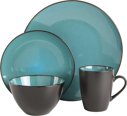 Gibson Elite Soho Lounge 16-Piece Round Reactive Glaze Stoneware Dinnerware Set
