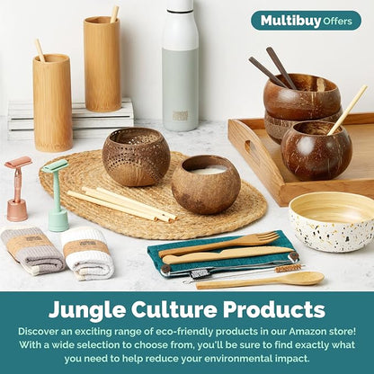 Jungle Culture 2 Polished Coconut Bowl & Wooden Spoons Set
