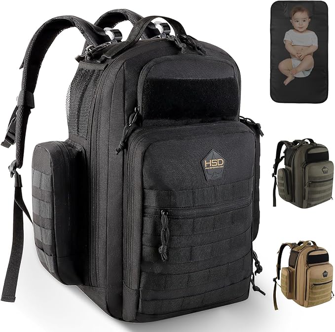 HighSpeedDaddy - Baby Diaper Backpack, Military-Grade, Waterproof, Compact Baby Travel Bag with Diaper Changing Mat