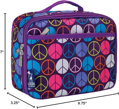 Wildkin Kids Insulated Lunch Box – Durable and Reusable for School & Travel - Peace Signs