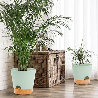 GARDIFE 10/9/8 inch Plant pots, planters for Indoor Plants, self Watering Plant Pot, Flower pots, Green