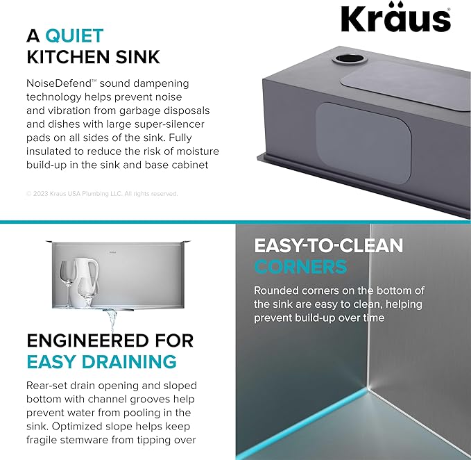 KRAUS Kore 17-Inch Undermount Workstation 16 Gauge Single Bowl Stainless Steel Bar Kitchen Sink with Accessories, KWU111-17