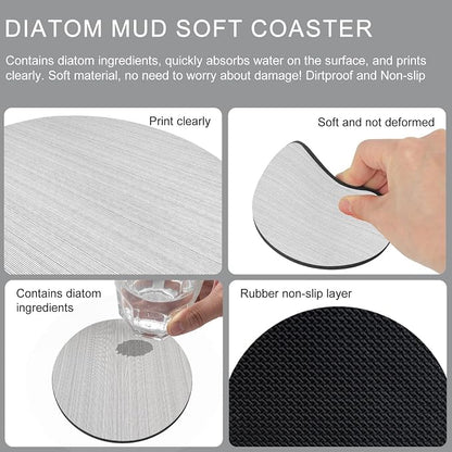 Gray Thin Lines Coasters Set of 2, Absorbent Coasters