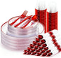 SUT 350 Pcs Red and Clear Plastic Dinnerware Set
