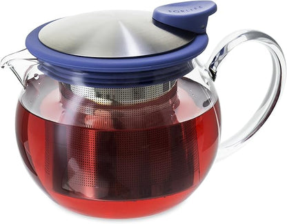 FORLIFE Bola Glass Teapot with Basket Infuser, 15-Ounce/444ml, Marine