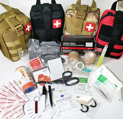 IFAK Kit Trauma Kit Military Medical First Aid Kits Bleeding Contral Emergency Survival Bug Out Bag for Camping Gear Supplies Hiking (Black)