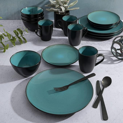 Gibson Elite Soho Lounge 16-Piece Round Reactive Glaze Stoneware Dinnerware Set