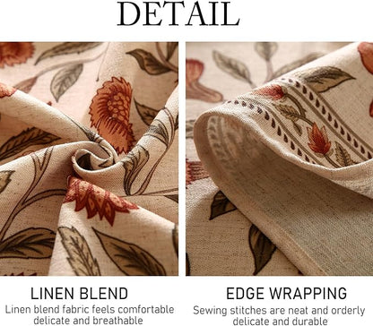 ISAENNE Designer French Small Rectangle Tablecloth,Linen Orange Floral Pattern Indoor Table Cloth,Wrinkle Resistant Decor Table Cloth for Dining Thanksgiving Kitchen Party,55"*71"-Alvarado D