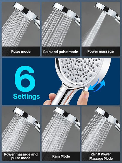 Cobbe Filtered Shower Head with Handheld - Filters Over 99% Of Chlorine - 2.0 Carbon Shower Head Filter System - Water Softener Filters Beads for Hard Water - Reduces Dry Itchy Skin, Chrome