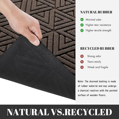 Yimobra Extra Large Door Mat 60x32, All-Weather Waterproof Non-Slip Welcome Matt Outdoor, Heavy Duty Non Slip Doormat for Entryway for Patio and Garage Indoor, Easy Clean, Brown