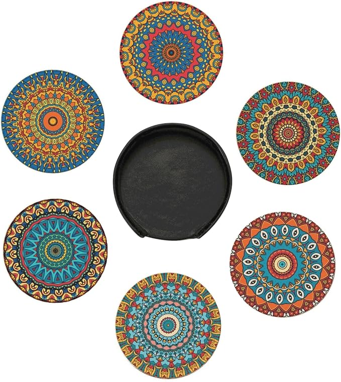 6 Pcs Mandala Drink Coasters