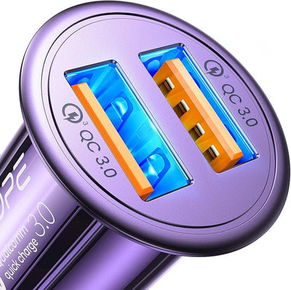 Super Fast Car Charger USB Fast Charge AINOPE Android Car Charger Adapter 45W All Metal Lighter USB Charger Quick Charge for iPhone 16/15/14/13/12/11pro/x/8/Samsung S24/S23/S22/S22+/Ultra/S21