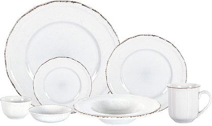 56pc Dinnerware Set, Plate and Bowl Set, Stoneware Dishes Set for 8, Microwave and Dishwahser Safe, Scratch Resistant, French Countryside Speckled Antique Grey