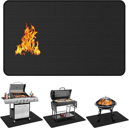 75 x 40 inch Under Grill Mats for Outdoor Grill, Double-Sided Fireproof Deck and Patio Protector Mat, Waterproof Oil-Proof BBQ Floor Pad Indoor Fire Pit Fireplace Mat