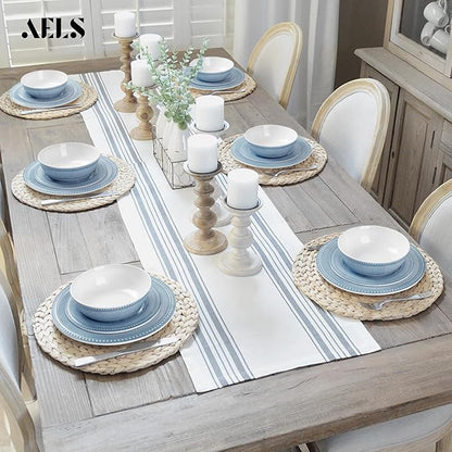 AELS Melamine Dinnerware Set of 18 Pcs, Dinner Dishes Set for Indoor and Outdoor Use, Melamine Plates and Bowls Set for 6, Dishwasher Safe, Lightweight Unbreakable, BPA Free, Blue