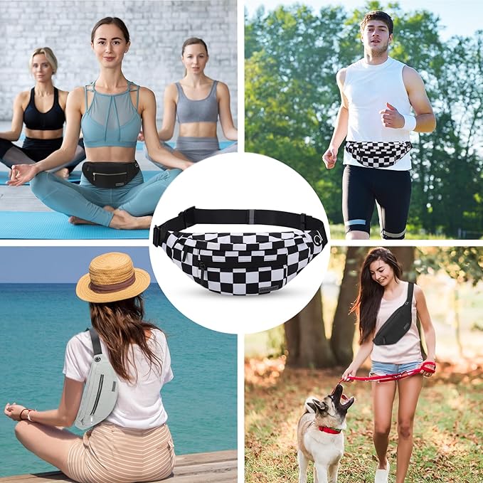 MAXTOP Large Crossbody Fanny Pack with 4-Zipper Pockets,Gifts for Enjoy Sports Festival Workout Traveling Running Casual Hands-Free Wallets Waist Pack Phone Bag Carrying All Phones