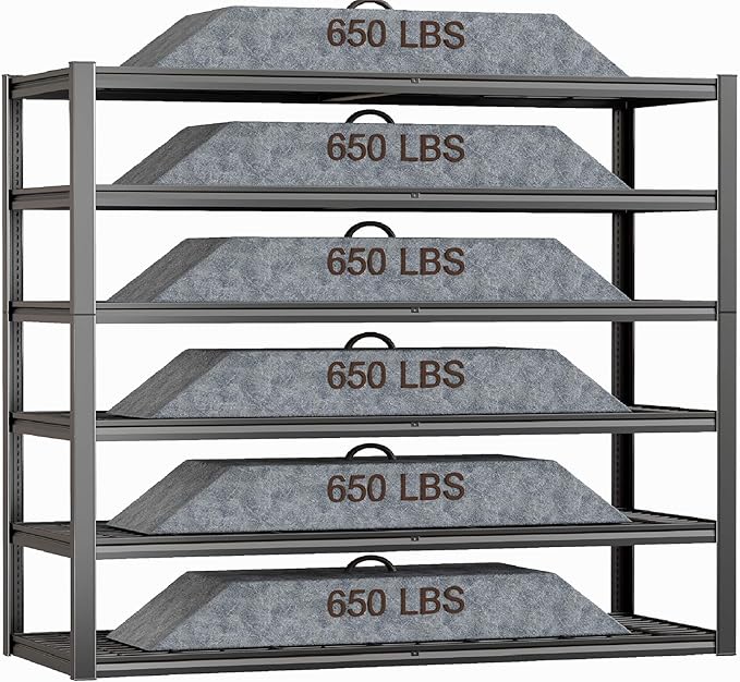 60" Wide Heavy Duty Garage Shelving Adjustable 6 Tier Garage Storage Shelves 3900LBS Metal Shelving Unit Industrial Utility Shelf, 84" H x 60" W x 24" D