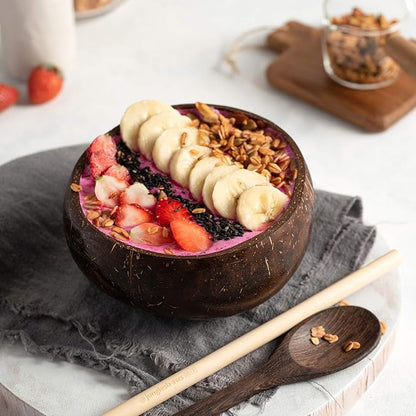 Jungle Culture 2 Polished Coconut Bowl & Wooden Spoons Set