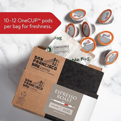San Francisco Bay Compostable Coffee Pods - Espresso Roast (80 Ct) K Cup Compatible including Keurig 2.0, Dark Roast