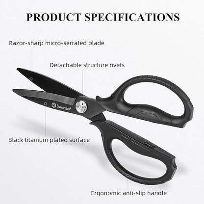 Sunnecko Kitchen Scissors All Purpose Heavy Duty Scissors Titanium Coated, Kitchen Shears for Food, Micro Serrated with Detachable Blades