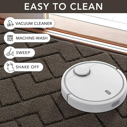 hicorfe Indoor Door Mat,Non Slip Door Mats,32"x48" Front Back Door Mat Rubber Backing,Absorbent Resist Dirt Entrance Inside Floor Mats for Entryway Washable Low-Profile(Latte)