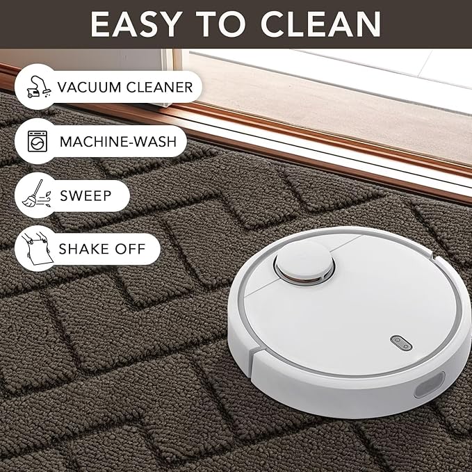 hicorfe Front Door Mat Outside Entrance,32"x40" Absorbent Muddy Dirt Resist Welcome Door Mats Outdoor Indoor,Stain and Fade Resistant,Non Slip Backing Entry Mat Doormat for Entryway(Latte)