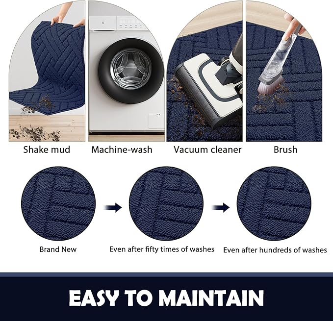 Door Mat Indoor Doormat, Entryway Rug Door Mats Non-Slip Rubber Backing, Low-Profile Entrance Rugs, Absorbent Resist Dirt Doormats Washable Floor Door mat,Blue 20"x31.5"