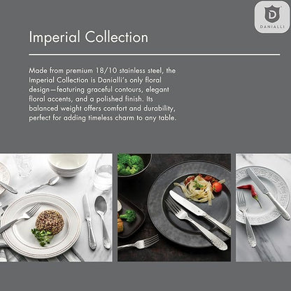 Modern Silverware Set, 18/10 Stainless Steel Flatware, Mirror Finish, Dishwasher Safe, Elegant Cutlery for Home and Dining, Built to Last (60-Piece, Imperial)