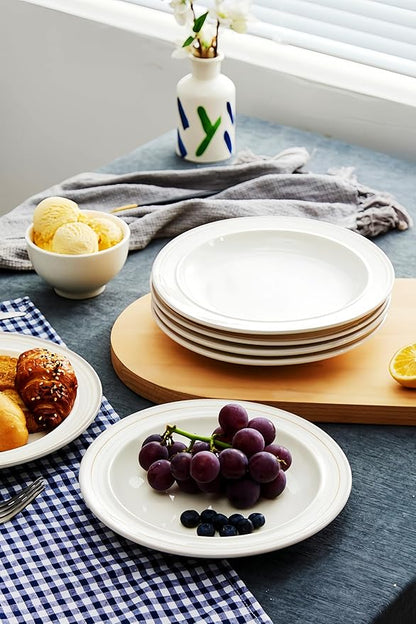 9-inch Porcelain Dinner Plate Set of 6 - Microwave, Oven and Dishwasher Safe, Scratch Resistant. (9-inch Cozy Gray)