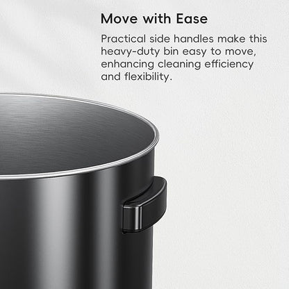 EKO Urban 32 Gallon Round Black Stainless Steel Open Top Waste Bin, Tall Commercial Trash Can for Indoor/Outdoor, Extra Large Metal Garbage Bin for Office, Restaurant, Restroom,120L