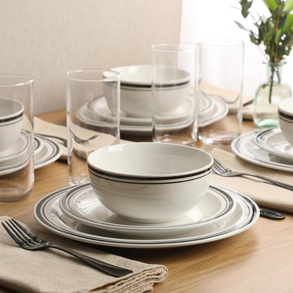 Gibson Home Hometown Diner 12-Piece Porcelain Dinnerware Set, Round Plates and