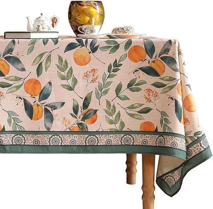 patdrea Designer Small Table Cloth for Square Table,Farmhouse Linen Oranges and Leaves Tablecloth,Fall Dacorative Cover for Kitchen Dining Christmas,Tea Party,Thanksgiving,55"x55"-Palladin a