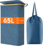 Lifewit 65L Slim Laundry Hamper with Lid, Narrow Laundry Basket with Removable Bag & Bamboo Handles, Fodable Thin Dirty Clothes Hamper for Laundry Collapsible Bin for Bathroom Bedroom Dorm, Dark Blue
