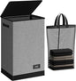 SOLEDI Laundry Hamper with Lid 90L Large & Tall Collapsible Laundry Basket, Clothes Hamper with Bag Removable Easy to Carry, Dirty Hampers for Bedroom, Bathroom, Dorm, College, Grey