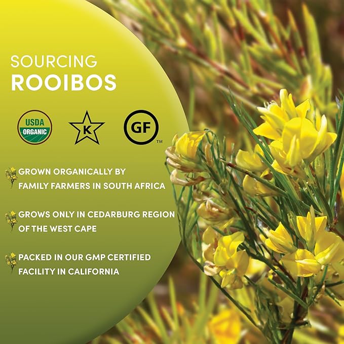 Worldwide Botanicals Organic Red Rooibos Tea – 8oz - 100% South African Aspalathus linearis – Loose Leaf, Cut and Sifted - Resealable Bag for Freshness