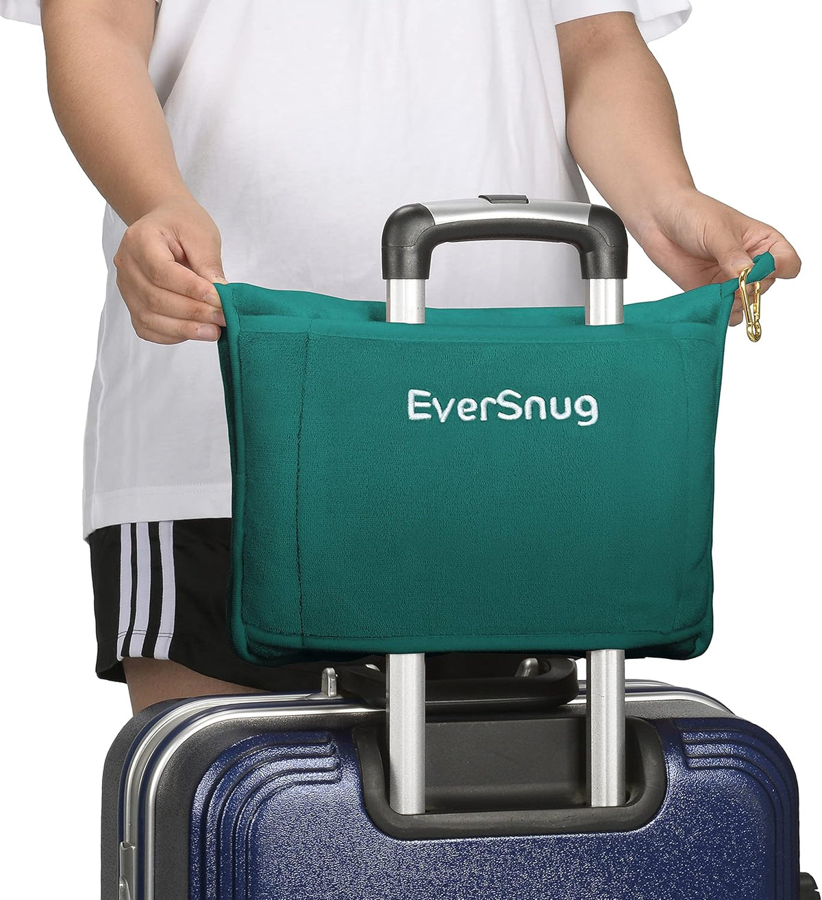 EverSnug Travel Blanket and Pillow - Ultra-Soft, Compact & Lightweight, 65x40 Inches, with Carry Case, Luggage Sleeve & Backpack Clip for Airplane Comfort (Teal)