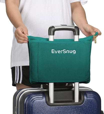 EverSnug Travel Blanket and Pillow - Ultra-Soft, Compact & Lightweight, 65x40 Inches, with Carry Case, Luggage Sleeve & Backpack Clip for Airplane Comfort (Teal)