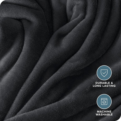 Bare Home Fleece Blanket - Kid Size - Ultra-Soft Lightweight for Bed, Sofa, and Couch - Luxury Microplush - Cozy Warm Blanket (Kid, Black)