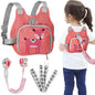 Toddler Harness Leash + Anti Lost Wrist Link, Accmor Kids Harnesses Children Leashes for Girls, Cute Deer Baby Walking Holder Anti-Lost Bracelet Strap Tether for Outdoor Keep Kids Close (Pink)