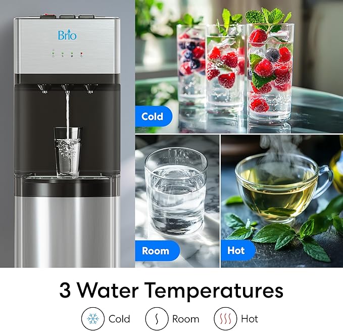Brio Self Cleaning Bottom Loading Water Cooler Water Dispenser – Limited Edition - 3 Temperature Settings - Hot, Cold & Cool Water