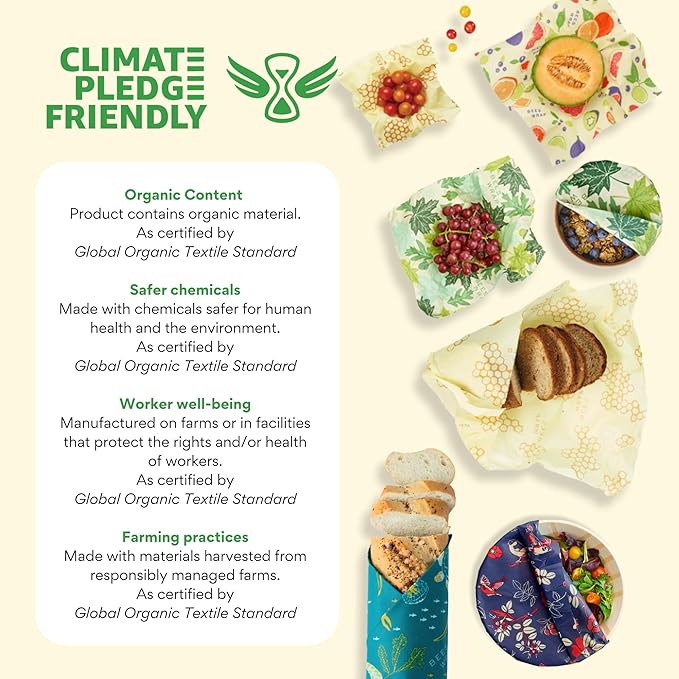Bee's Wrap Beeswax Wraps for Food - Bread Wrap - Made in USA Reusable Bread Storage Bags - Organic & Eco-Friendly Alternative to Aluminum Foil, Sourdough Bags & Plastic Wrap, Bees + Bears