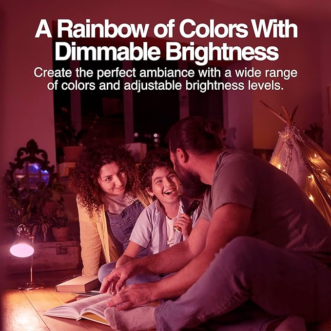 Intermatic ABRA BR30 Wi-Fi Smart Bulb, 750 Lumens - Voice Controlled RGB Color Changing LED, Compatible with Alexa & Google Home - Timers & Schedules, 2.4 GHz Wi-Fi Only, No Hub Required - 4 Pack