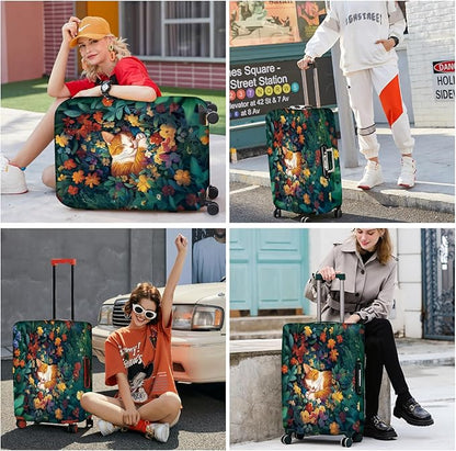 ANNA QUEEN Dreamy Cat Luggage Cover, Cat Sleeping in a Flower Field Design, Stretchable, Washable Travel Protector for 20-22 Inch Luggage